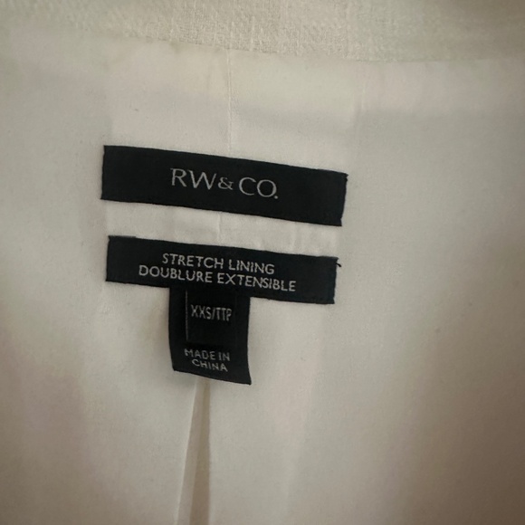 RW&CO. XXS White Sleeveless Two-Button Linen Blazer - Picture 2 of 4